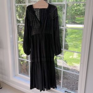 ULLA JOHNSON black long sleeve flowy dress perfect for garden cocktail party,